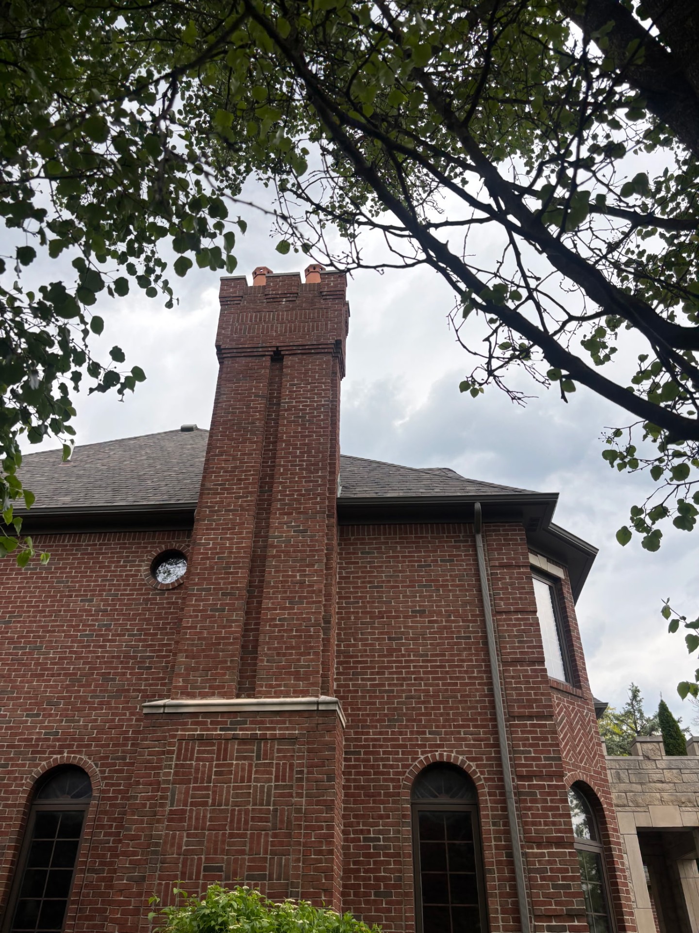 Custom Castellated Brick Chimney in Bloomfield Township