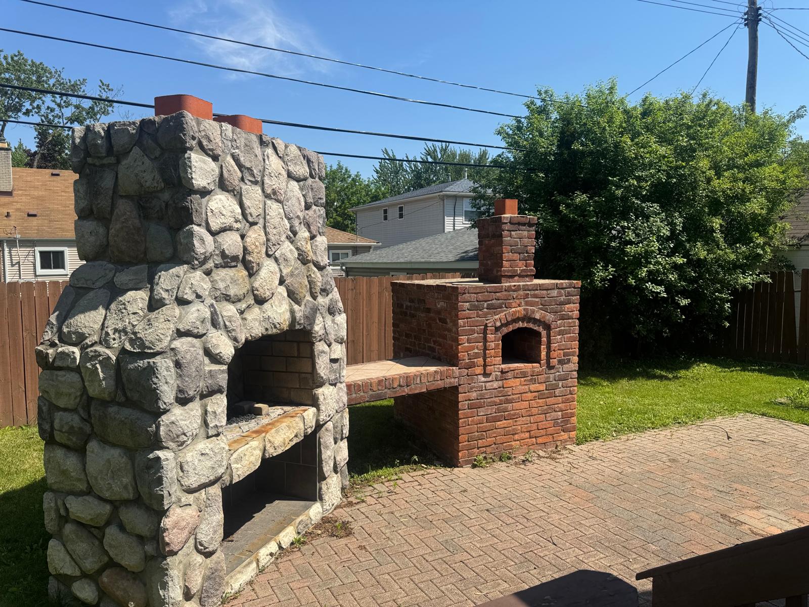 Stone Fireplace & Brick Pizza Oven in Shelby Township