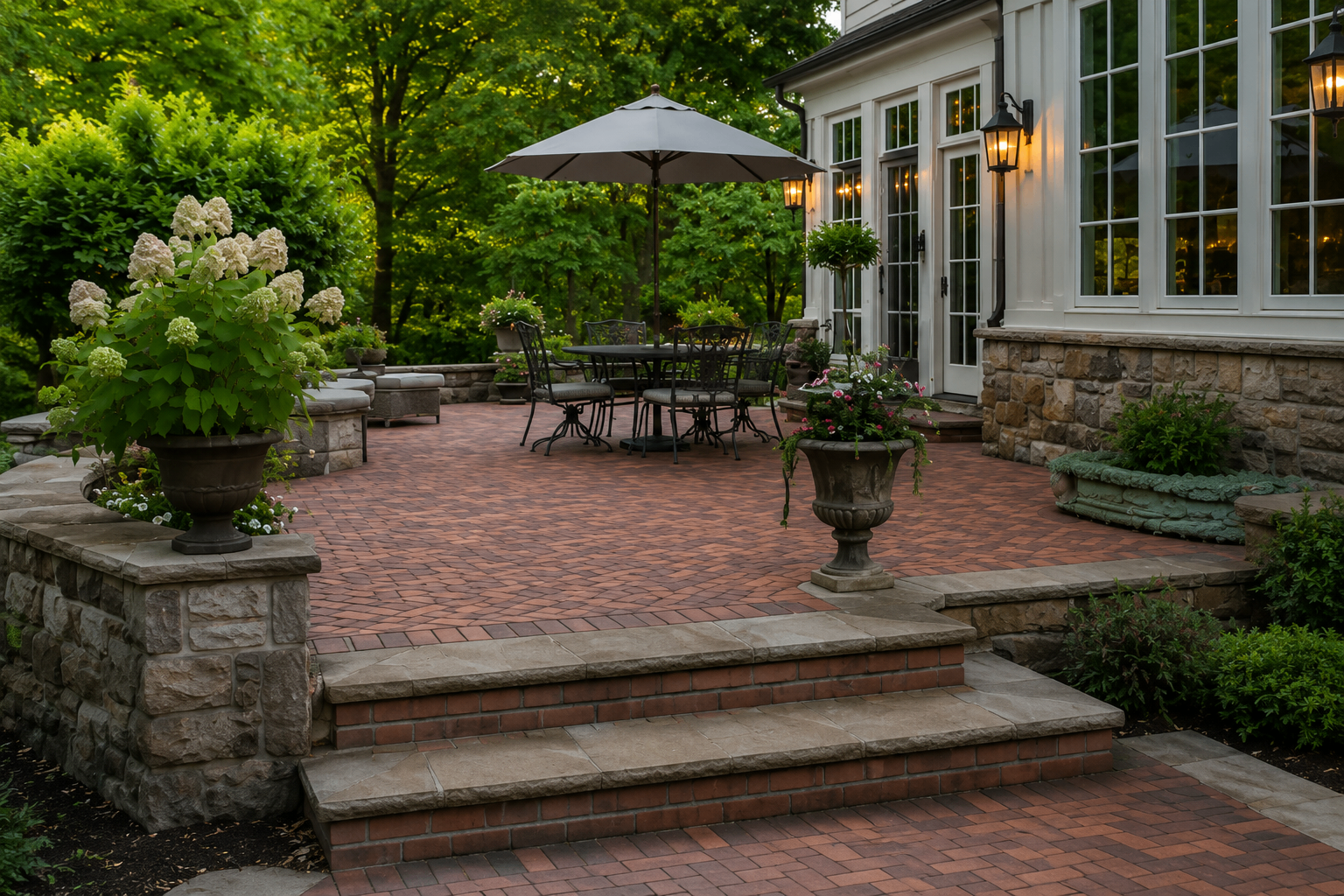 Brick patio with broad entry steps generated concept sample