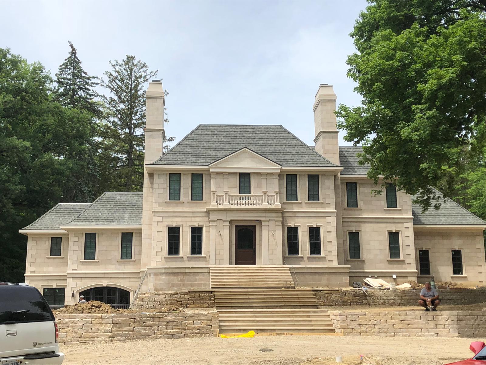 Full Cut-Limestone Estate with Twin Chimneys in Oakland Township