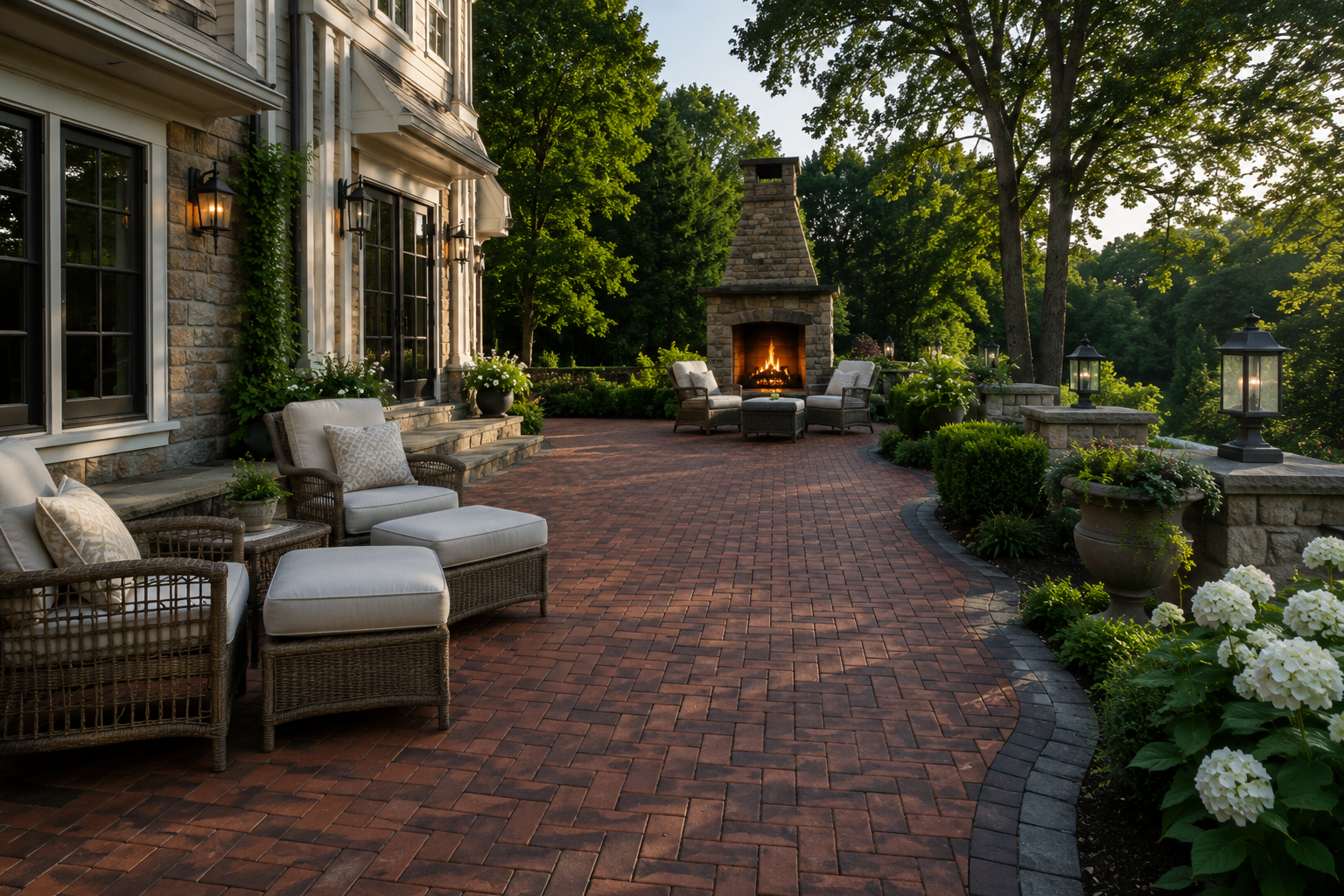 Fireplace patio with long entertaining run generated concept sample